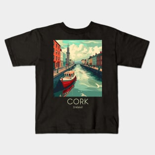 A Vintage Travel Illustration of Cork - Ireland Kids T-Shirt